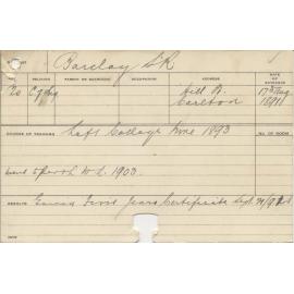 BARCLAY, S R (First Year Certificate - Agriculture)