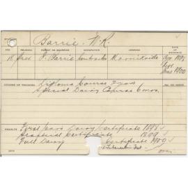 BARRIE, W R (Hawkesbury Diploma in Dairying (HDD) & Prcatical Certificate & Tuberculin Test)