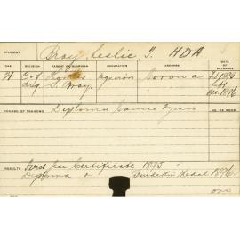 BRAY, Leslie T (Hawkesbury Diploma of Agriculture (HDA) (Burdekin Medal))