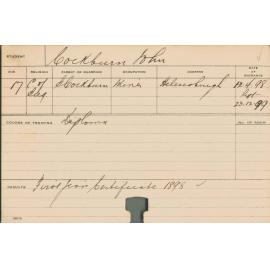 COCKBURN, John (Hawkesbury Diploma of Agriculture (HDA) (First Year Certificate))