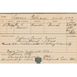 CORNER, William (Hawkesbury Diploma of Agriculture (HDA))
