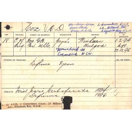 COX, Vincent D (Hawkesbury Diploma of Agriculture (HDA))