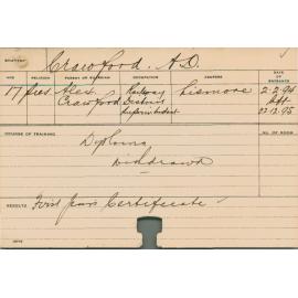 CRAWFORD, AD (Certificate - First Year)