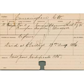 CUNNINGHAM, CW (Certificate - First Year)