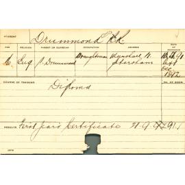 DRUMMOND, PR (Hawkesbury Diploma of Agriculture (HDA)(First year certificate only))