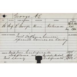 GEORGE, AE (Hawkesbury Diploma of Agriculture (HDA) (Burdekin Medal) and Certificate - Dairy)