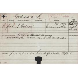 GODSON, Richard (Practical Certificate)