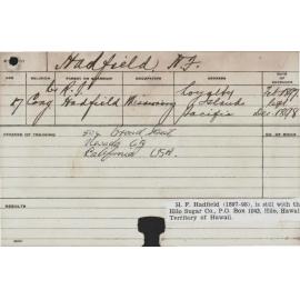 HADFIELD, Harry Foster (Agriculture)