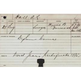 HALL, AE (Diploma Course)