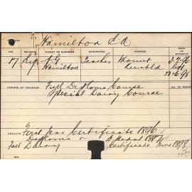 HAMILTON, EA (Full Diploma Course & Special Dairy Course)