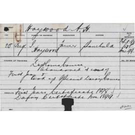 HAYWOOD, AH (Hawkesbury Diploma of Agriculture (HDA) (first Year). Special Course - Dairy)