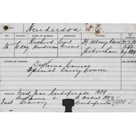 HENDERSON, Harold (Diploma & Special Dairy Course)