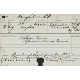 HOUGHTON, RW (Diploma Course & Special Dairy)