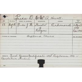 HOWELL-PRICE, DA (Diploma Course)