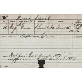 HUNT, Cecil (Diploma Course)