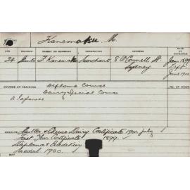 KANEMATSU, M (Hawkesbury Diploma of Agriculture (HDA)/ Special course - Dairy)