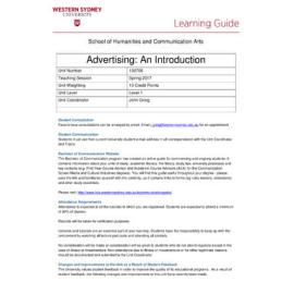 Learning Guide - Advertising: An Introduction (100706) - Spring 2017