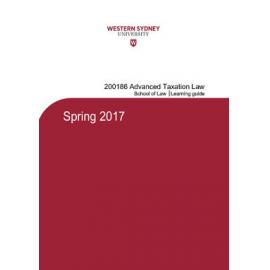 Learning Guide - Advanced Taxation Law (200186) - Spring 2017