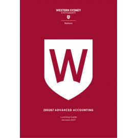 Learning Guide - Advanced Accounting (200267) - Autumn 2017