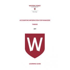 Learning Guide - Accounting Information for Managers (700005) - The College 2017
