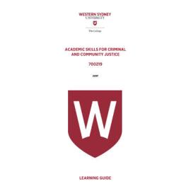 Learning Guide - Academic Skills for Criminal & Community Justice (700219) - The College 2017
