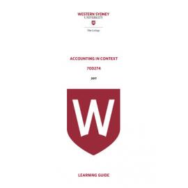 Learning Guide - Accounting in Context (700274) - The College 2017