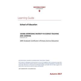 Learning Guide - Addressing Diversity in Science Teaching (102486) - Autumn 2017