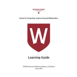 Learning Guide - Advanced Healthcare Software & Systems (301029) - Spring 2017