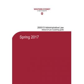 Learning Guide - Administrative Law (200013) - Spring 2017