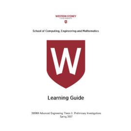 Learning Guide - Advanced Engineering Thesis 1: Preliminary Investigations (300969) - Spring 2017