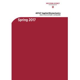 Learning Guide - Applied Biomechanics (401147) -Spring 2017