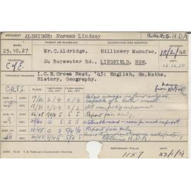 ALDRIDGE, Norman Lindsay (Hawkesbury Diploma of Agriculture (HDA))