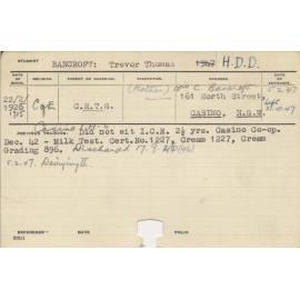 BANCROFT, Trevor Thomas (Hawkesbury Diploma in Dairying (HDD))