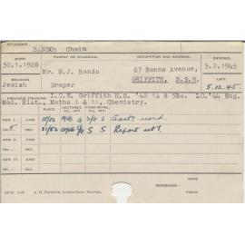 BANDO, Chaim (Course Not Identified)