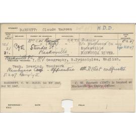 BARNETT, Claude Warren (Hawkesbury Diploma in Dairying (HDD))