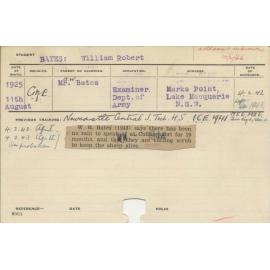 BATES, William Robert (Hawkesbury Diploma of Agriculture (HDA) (Gained first & Second year certificate))