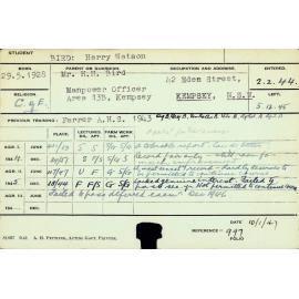 BIRD, Harry Watson (Course Not Identified)