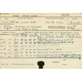 BUDD, Peter James (Hawkesbury Diploma of Agriculture (HDA) (Honours Class II))