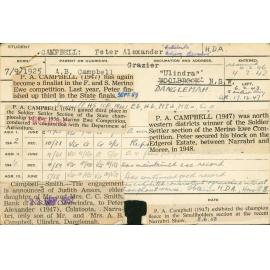 CAMPBELL, Peter Alexander (Hawkesbury Diploma of Agriculture (HDA) (Honours Class II))