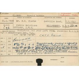 CLARKE, Harold Norman (Course Not Identified)