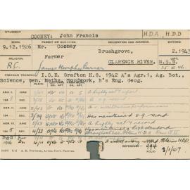 COONEY, John Francis (Hawkesbury Diploma of Agriculture (HDA) & Dairy)