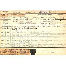 CRAIG, Donald Howard (Hawkesbury Diploma of Agriculture (HDA))