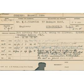 CURETON, Maxwell John (Course Not Identified)