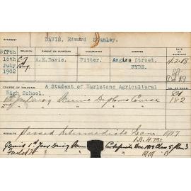 DAVIES, Edward Andrew (Hawkesbury Diploma of Agriculture (HDA))