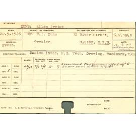 DUNN, Allen Irvine (Course Not Identified)