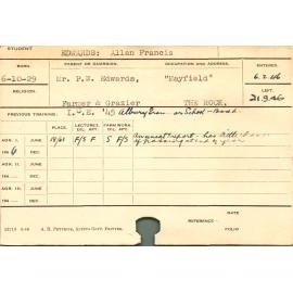 EDWARDS, Allan Francis (Course Not Identified)
