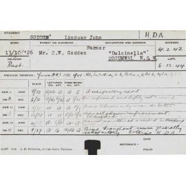 GODDEN, Lindsay John (Hawkesbury Diploma of Agriculture (HDA))