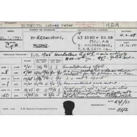 HANDFORD, Aubrey Peter (Hawkesbury Diploma of Agriculture (HDA))