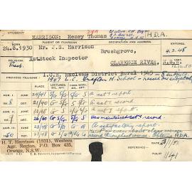 HARRISON, Henry Thomas (Hawkesbury Diploma of Agriculture (HDA))