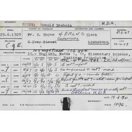 HAYNE, Donald Desbois (Hawkesbury Diploma of Agriculture (HDA))